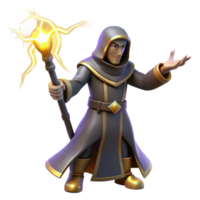 extraordinary abstract 3D Render Wizard with Staff high quality png