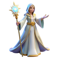 magnificent rustic 3D Render of Female Mage with Staff original png