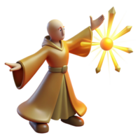 beautiful minimalist 3D Render Monk Casting Spell authentic png