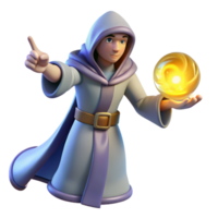 magnificent minimalist 3D Render Wizard with Orb 4K png