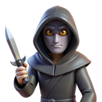 elegant rustic 3D Render Mysterious Hooded Figure with Dagger genuine png