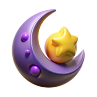 impressive abstract 3D Render Moon and Star Illustration professional png