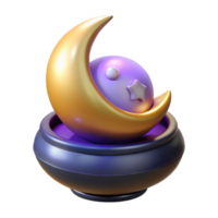 magnificent abstract 3D Render Golden Crescent Moon in Cauldron professional png