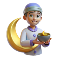 magnificent rustic 3D Render Boy Crescent Moon Bowl high resolution png