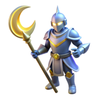 serene abstract 3D Render Moon Knight Cartoon Character original png