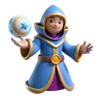 vibrant creative 3D Render of a Young Wizard high quality png