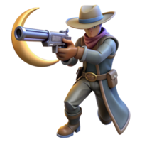 beautiful minimalist 3D Render Cowboy Gunslinger Moonlit Adventure original png