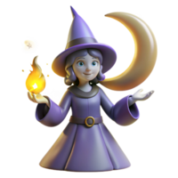 elegant modern Cute Witch 3D Render original png