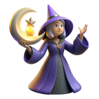 elegant vintage 3D Render of a Friendly Witch authentic png
