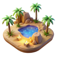 impressive contemporary Oasis 3D Render Palm Trees, Pool, Candles high resolution png