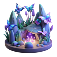 serene traditional Enchanted 3D Butterfly Grotto Illustration genuine png