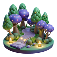 beautiful minimalist Enchanted 3D Forest Path Illustration authentic png