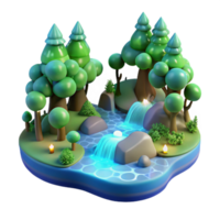 elegant classic Enchanted 3D Forest Waterfall Illustration high resolution png