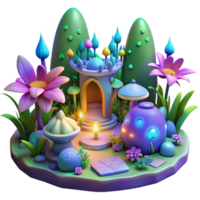 elegant artistic Enchanted 3D Mushroom House Illustration authentic png