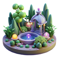 beautiful abstract Enchanted Garden 3D Illustration high quality png