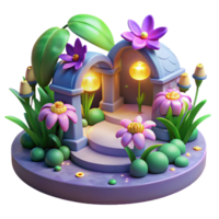 elegant abstract Enchanted 3D Garden with Illuminated Archway detailed png