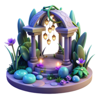 vibrant contemporary Enchanted Garden Gazebo 3D Render original png