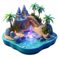 serene rustic Enchanted Island 3D Render original png