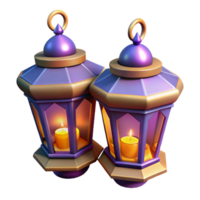serene rustic 3D Render of Two Illuminated Lanterns high resolution png