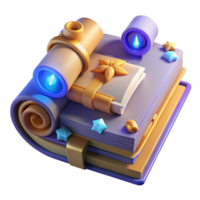 vibrant abstract Magical Book Scroll 3D Render high resolution png