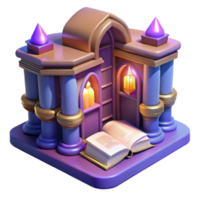 vibrant rustic 3D Render of Book and Building high resolution png