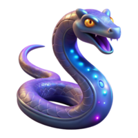 magnificent classic Glowing Purple Snake 3D Render high quality png