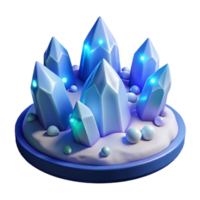 elegant modern Glowing Crystal Cluster 3D Render high quality png