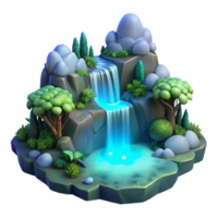 serene minimalist Enchanted Waterfall 3D Illustration detailed png