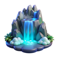 serene contemporary Enchanted Waterfall 3D Model high resolution png