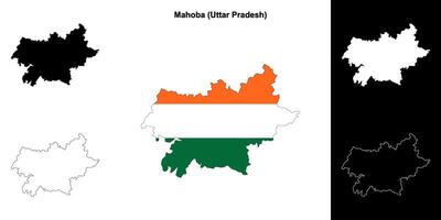 Mahoba district, Uttar Pradesh blank outline map set vector