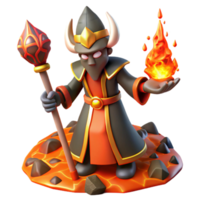 extraordinary modern 3D Render Fire Wizard Fantasy Character Illustration high resolution png