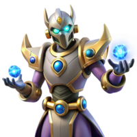 extraordinary modern 3D Render of a Powerful Robot Mage detailed png