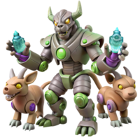 wonderful modern 3D Render of Robotic Minotaur with Creatures premium png