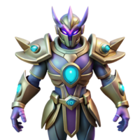 beautiful artistic Golden Armor Warrior 3D Render authentic png