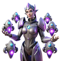 serene rustic Cybernetic Warrior 3D Render detailed png