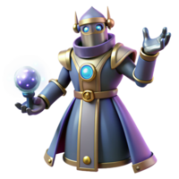 serene classic 3D Render of a Robotic Wizard exclusive png