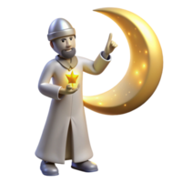 extraordinary abstract 3D Render Crescent Moon Star Character Illustration genuine png
