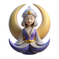 wonderful abstract Serene Moon Goddess 3D Render premium png