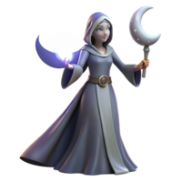wonderful minimalist 3D Render of a Fantasy Witch exclusive png