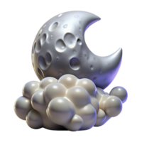 impressive artistic Crescent Moon in Clouds 3D Render authentic png