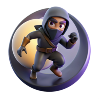 impressive creative 3D Render Cartoon Ninja Running Illustration premium png