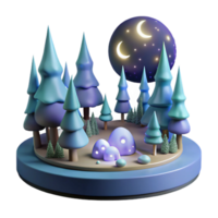 magnificent rustic Enchanted 3D Forest Night Scene exclusive png