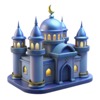 vibrant artistic 3D Model of a Mosque at Night 4K png