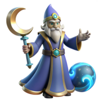 dramatic traditional Wise Wizard 3D Render professional png
