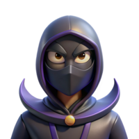 wonderful classic 3D Render Mysterious Ninja Cartoon 4K png