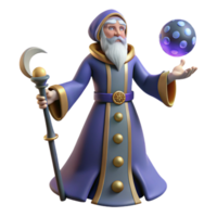 serene rustic 3D Render Wizard Staff Moon Magic authentic png