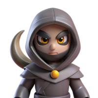 beautiful minimalist 3D Render of a Cartoonish Hooded Figure premium png