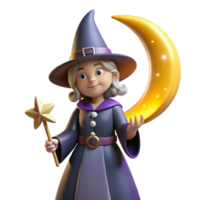impressive artistic 3D Render of a Cute Witch detailed png