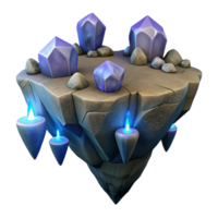 elegant abstract Floating Island 3D Render Crystals Fantasy Game Asset authentic png
