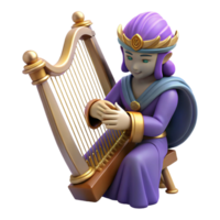 extraordinary artistic 3D Render Harp Player Illustration authentic png